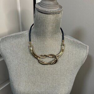 Loft Chunky Gold w Navy Blue Straps EUC